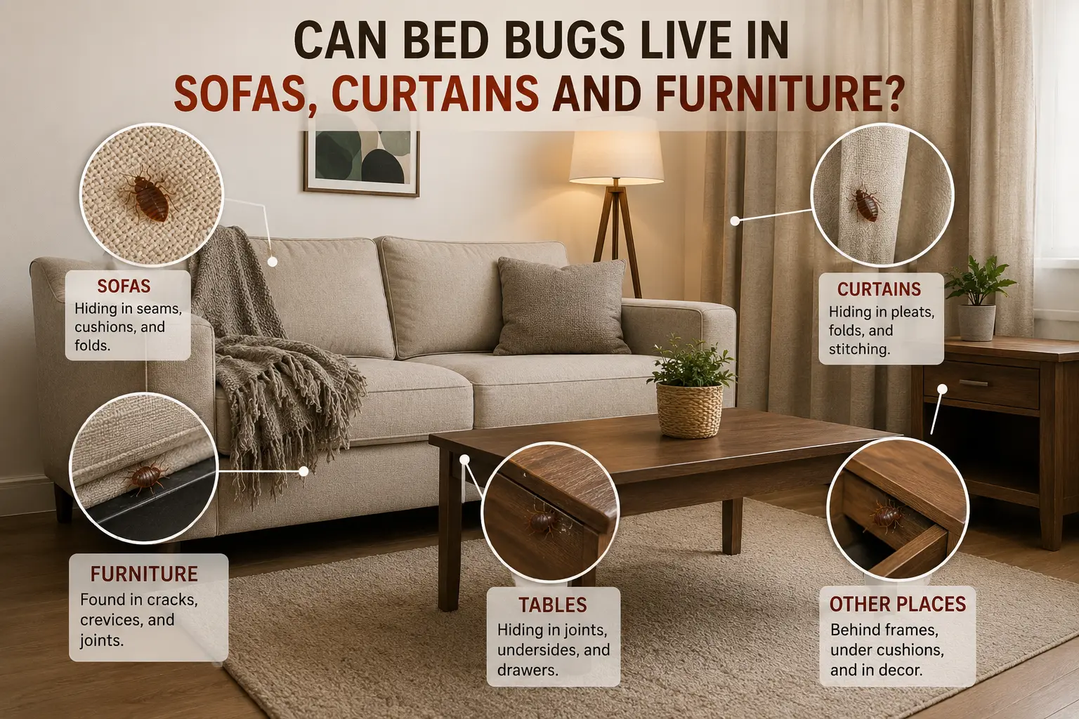 Can Bed Bugs Live in Sofas, Curtains and Furniture?