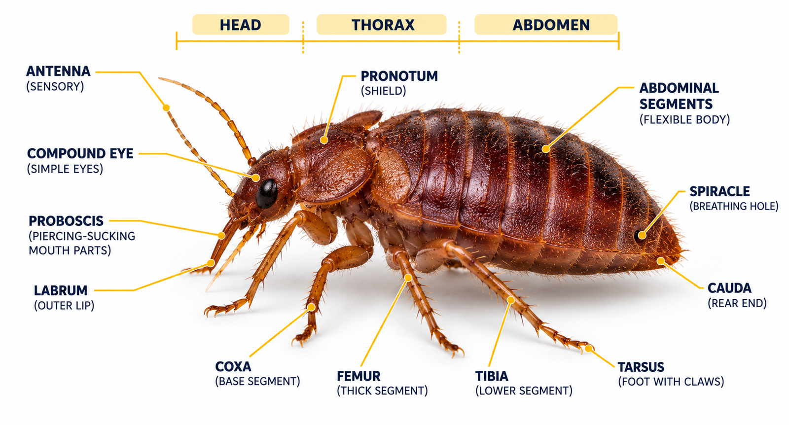 Bed Bug anatomy diagram