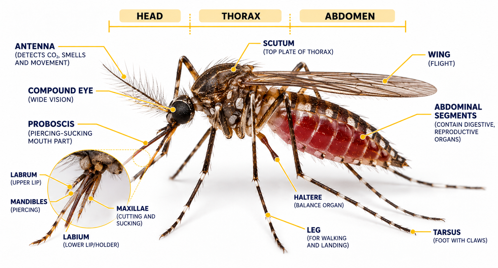 Mosquito anatomy diagram