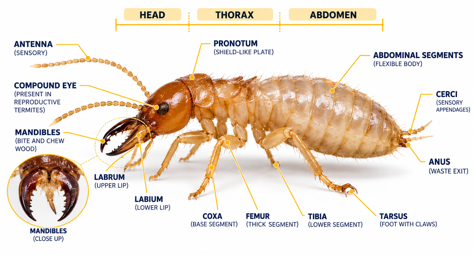 Termite anatomy diagram